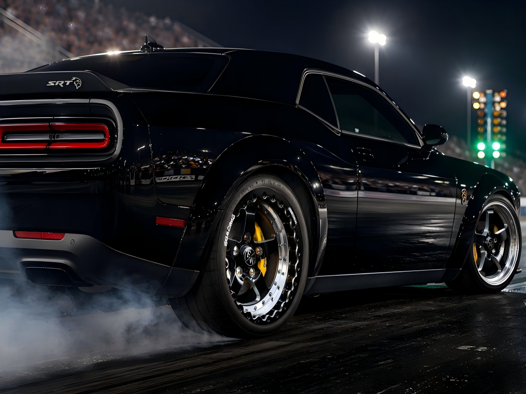 Racing forged wheel on a track-built performance car