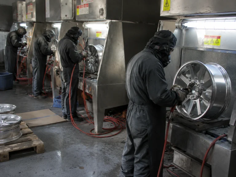 Forged wheel finishing: paint, brush and polish