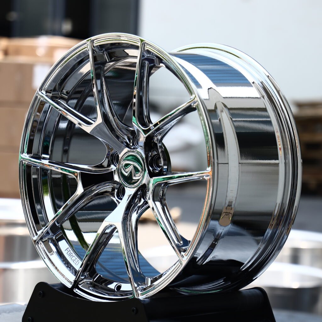 XIX Chrome Silver 5-Spoke Y-Design Forged Wheels – Infiniti Q60 Project Black S Concept Fitment (18-21in, 5x114.3) view 3