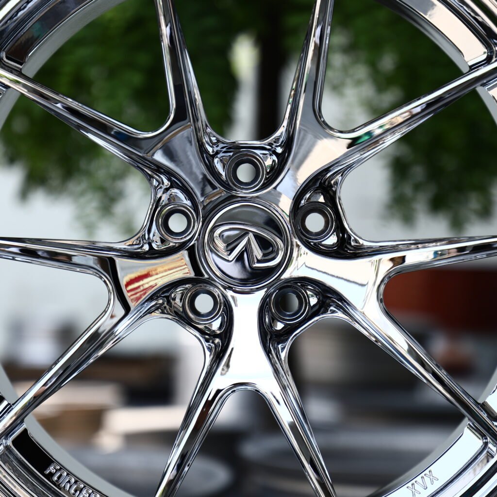 XIX Chrome Silver 5-Spoke Y-Design Forged Wheels – Infiniti Q60 Project Black S Concept Fitment (18-21in, 5x114.3) view 4