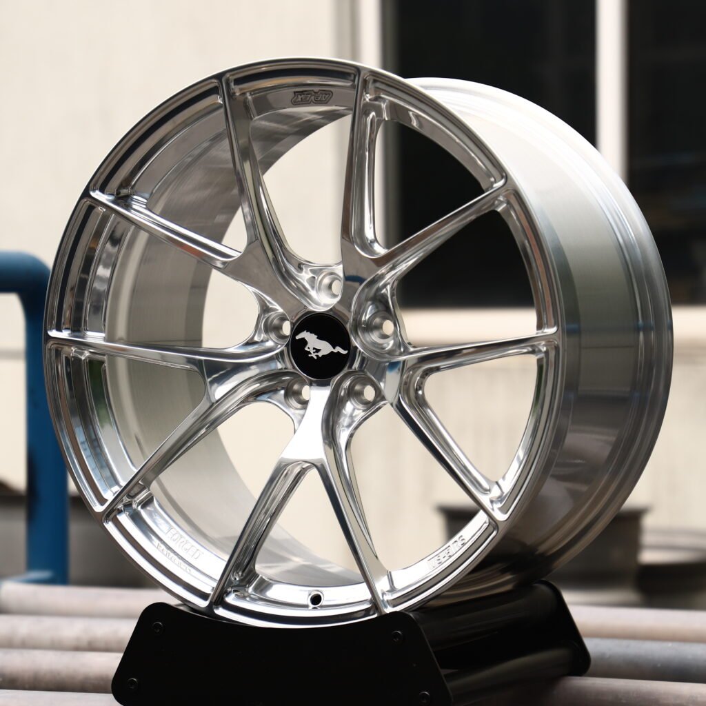 APEX VS 5RS Full Polished Chrome Silver 5-Spoke Y-Design Forged Wheels – Ford Mustang GTD Liquid Carbon Fitment (19-20in, 5x114.3) view 2