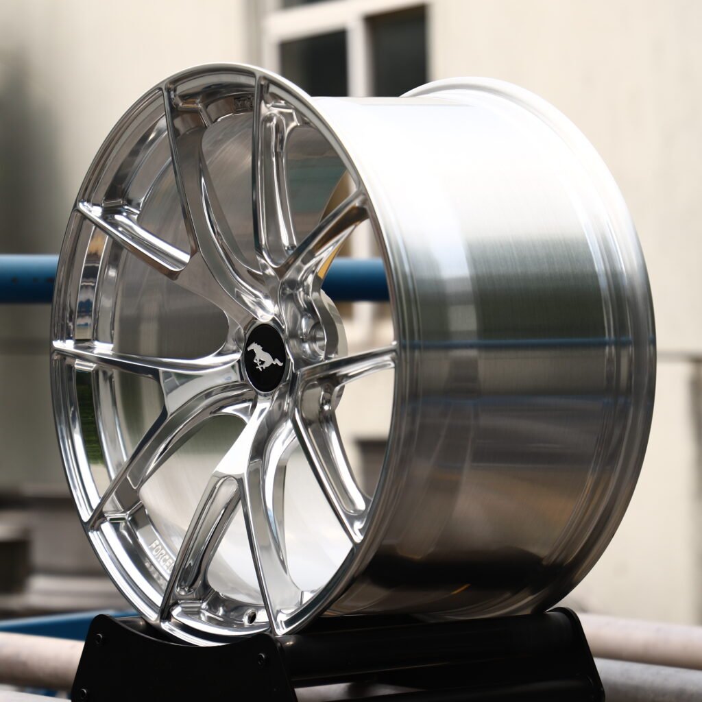 APEX VS 5RS Full Polished Chrome Silver 5-Spoke Y-Design Forged Wheels – Ford Mustang GTD Liquid Carbon Fitment (19-20in, 5x114.3) view 3