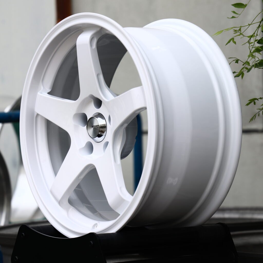 ADVAN RACING Gloss White 5-Spoke Forged Wheels – Honda Civic Type R Fitment (18-20in, 5x120) view 3