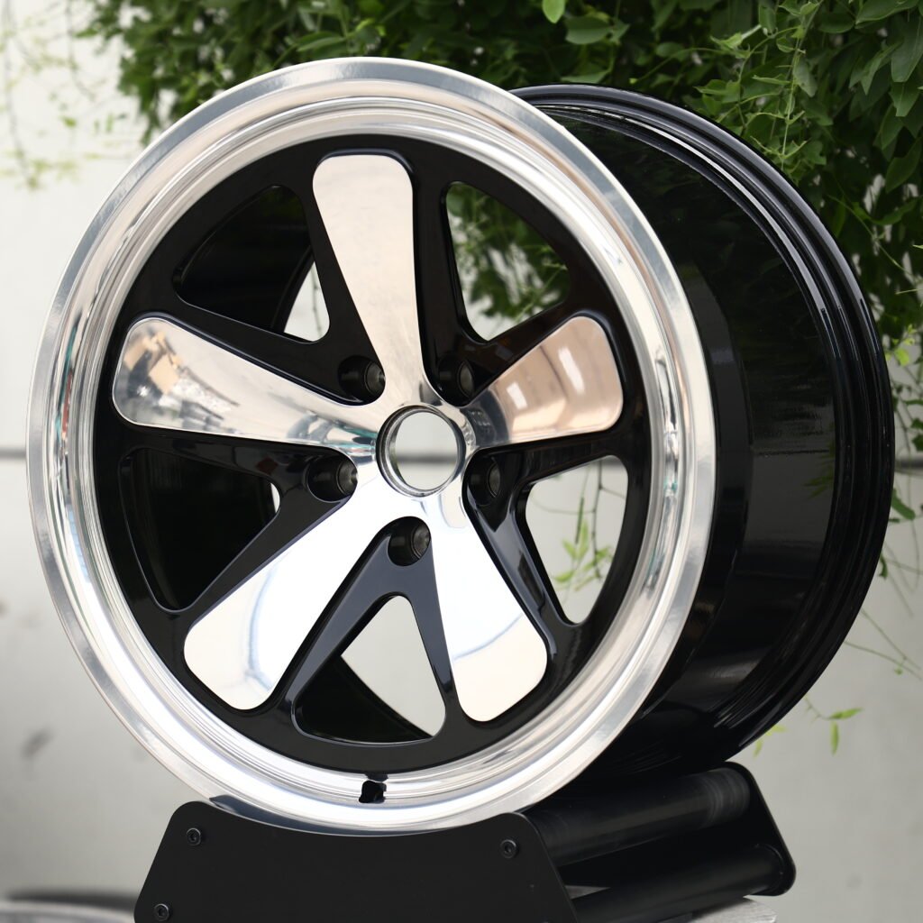 Porsche Fuchs Gloss Black 5-Spoke Forged Wheels – Porsche 911 Turbo S Fitment (20in, 5×130) view 2