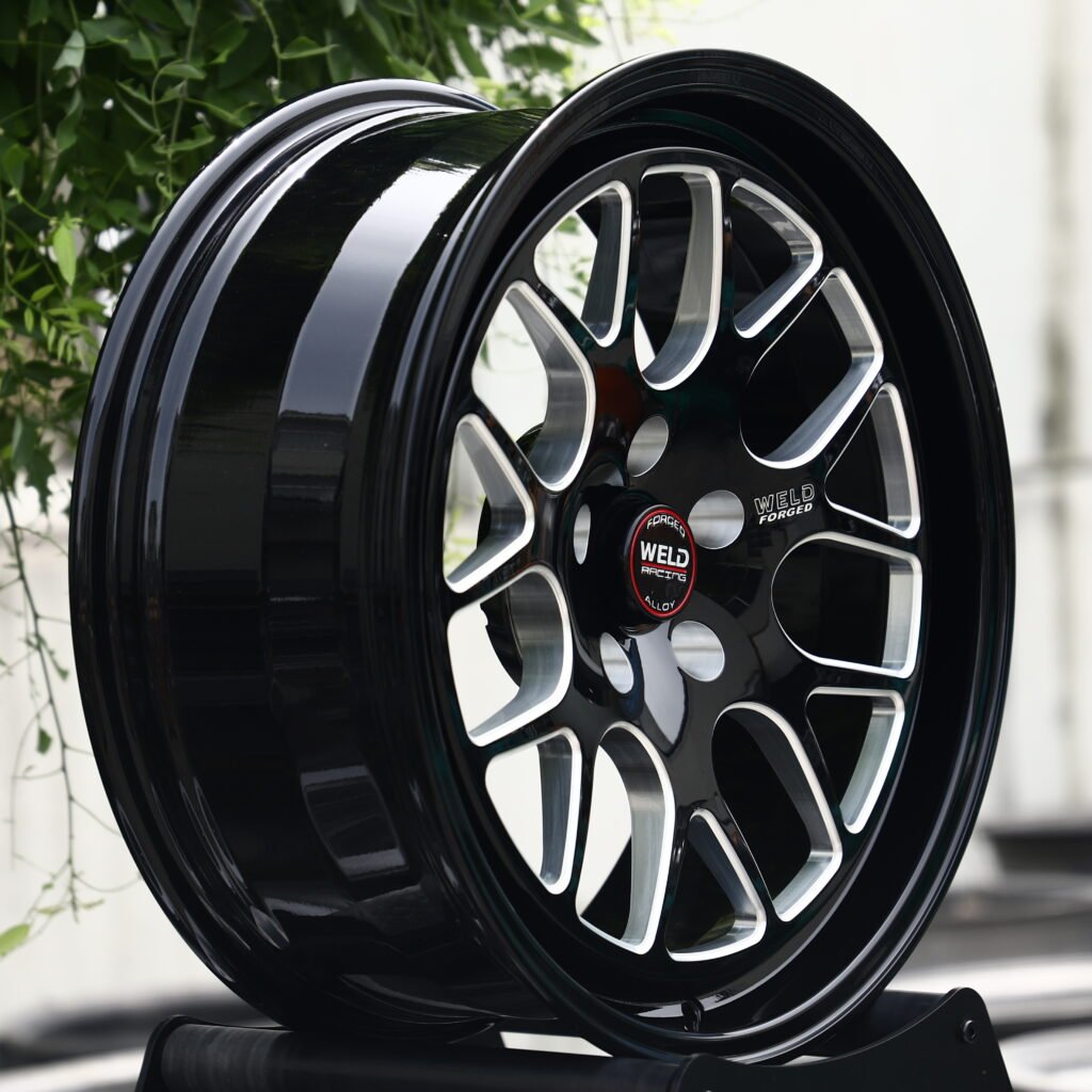 WELD RACING Machined Face Mesh Multi-Spoke Forged Wheels – Ford Mustang GTD Liquid Carbon Fitment (19-20in, 5x114.3) view 3
