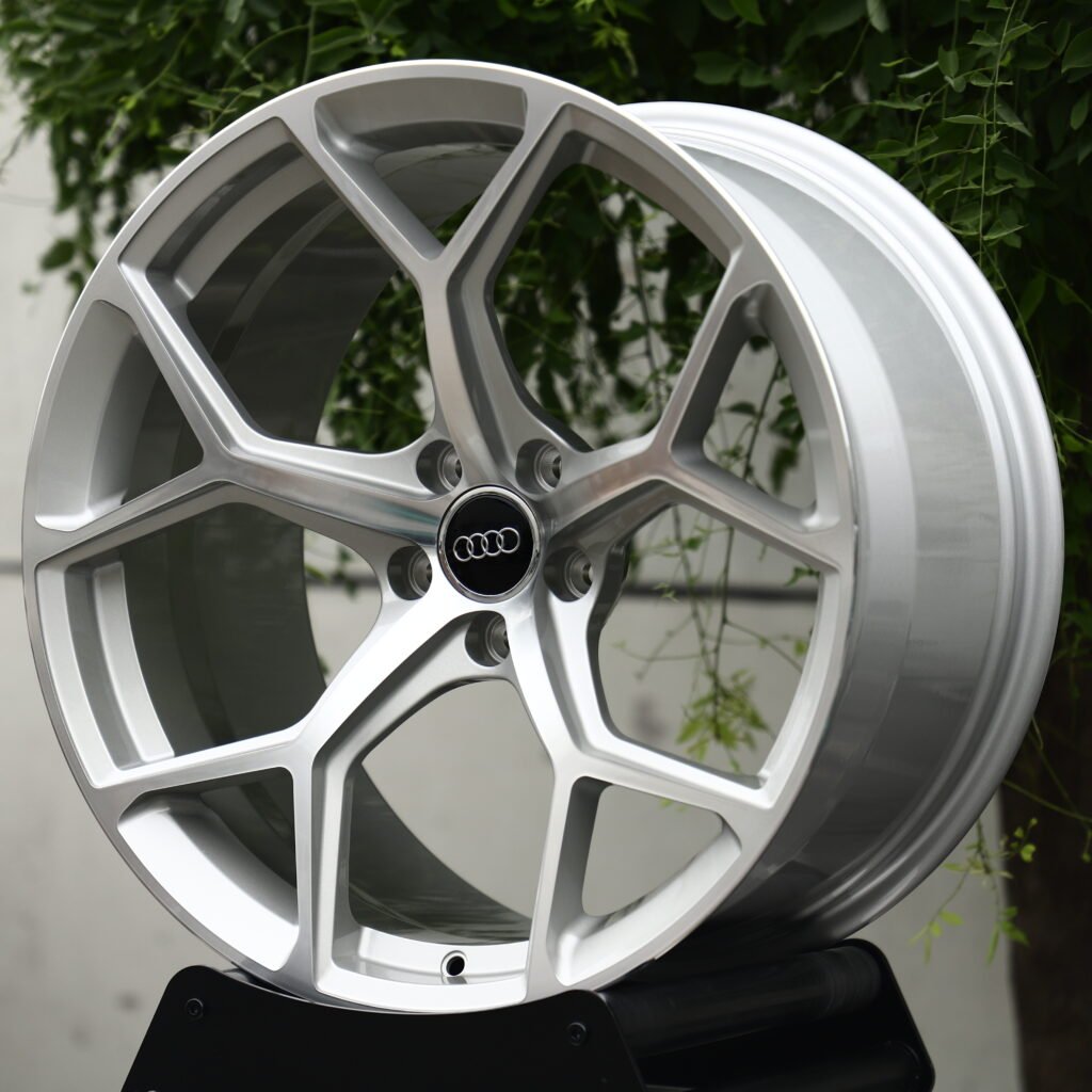 Full Polished Silver 5-Spoke Y-Design Forged Wheels – Audi RS5 Sedan Fitment (20-21in, 5x112) view 2