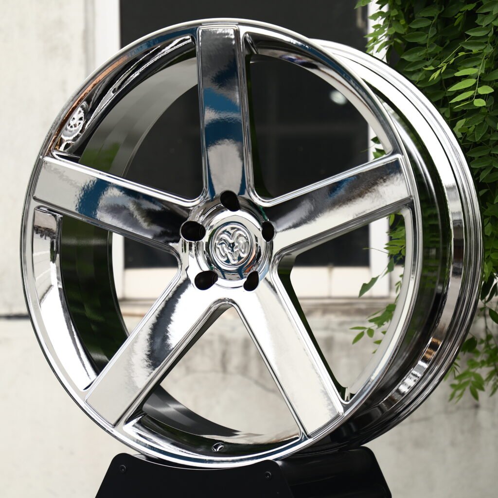 Dodge Ram Chrome Silver 5-Spoke Forged Wheels – Ram 1500 SRT TRX Fitment (18-20in, 5x115) view 2