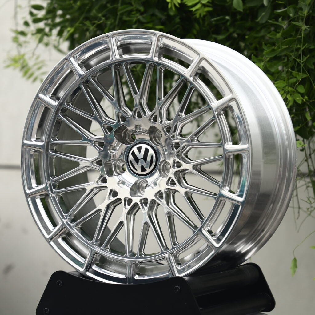 VW Full Polished Chrome Silver Mesh Multi-Spoke Forged Wheels – Volkswagen Golf GTI Edition 50 Fitment (19-21in, 5x112) view 2