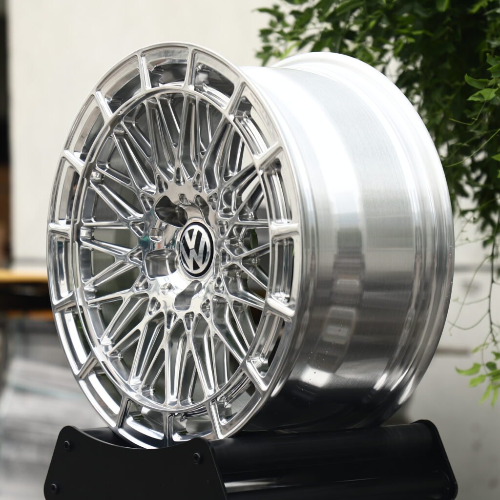 VW Full Polished Chrome Silver Mesh Multi-Spoke Forged Wheels – Volkswagen Golf GTI Edition 50 Fitment (19-21in, 5x112) view 3