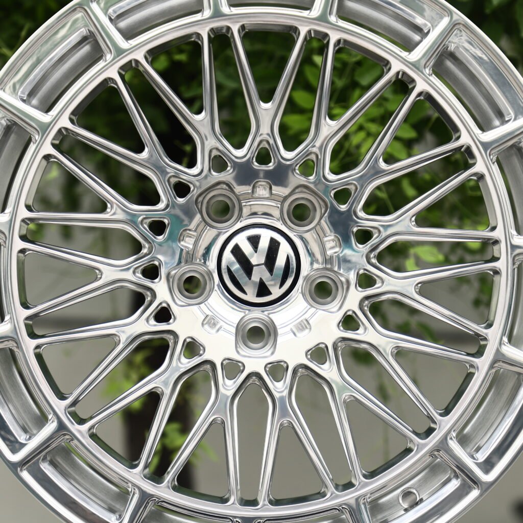 VW Full Polished Chrome Silver Mesh Multi-Spoke Forged Wheels – Volkswagen Golf GTI Edition 50 Fitment (19-21in, 5x112) view 4