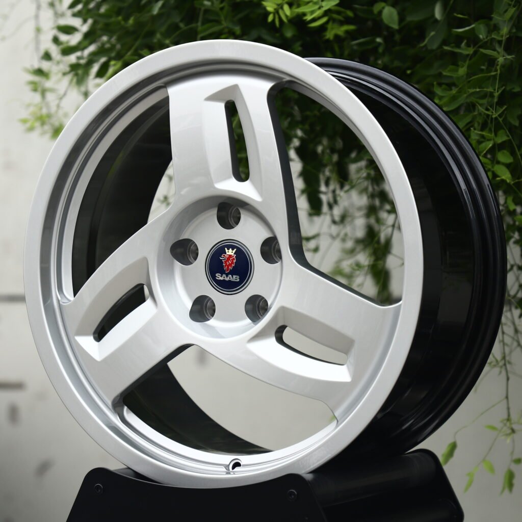 SAAB High-Gloss White Polished Lip 3-Spoke Forged Wheels – Saab 9-5 SportWagon Fitment (19-22in, 5x120) view 2