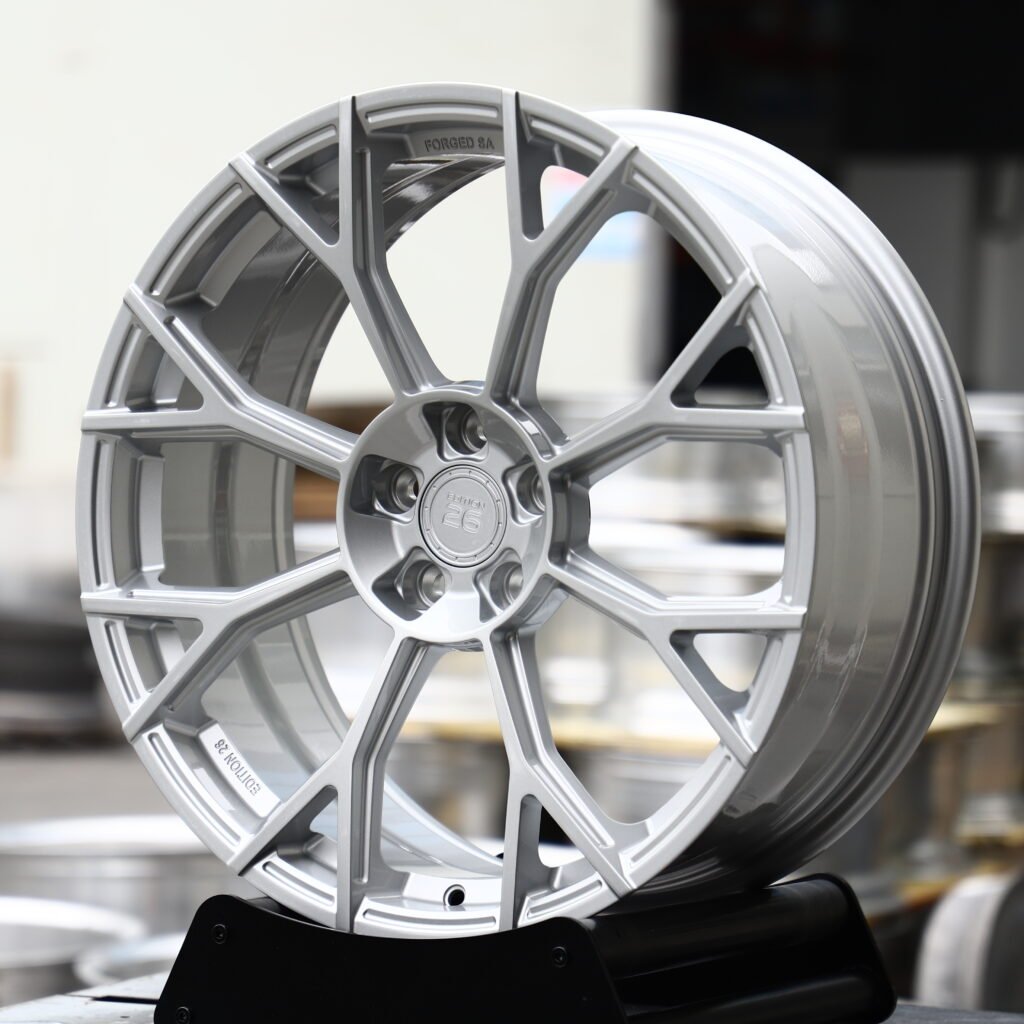 EDITION 26 Matte Silver 10-Spoke Y-Design Forged Wheels – Audi RS5 Sedan Fitment (20-21in, 5x112) view 2