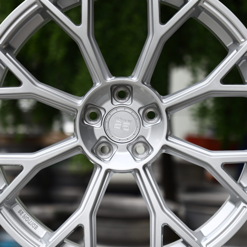 EDITION 26 Matte Silver 10-Spoke Y-Design Forged Wheels – Audi RS5 Sedan Fitment (20-21in, 5x112) view 4