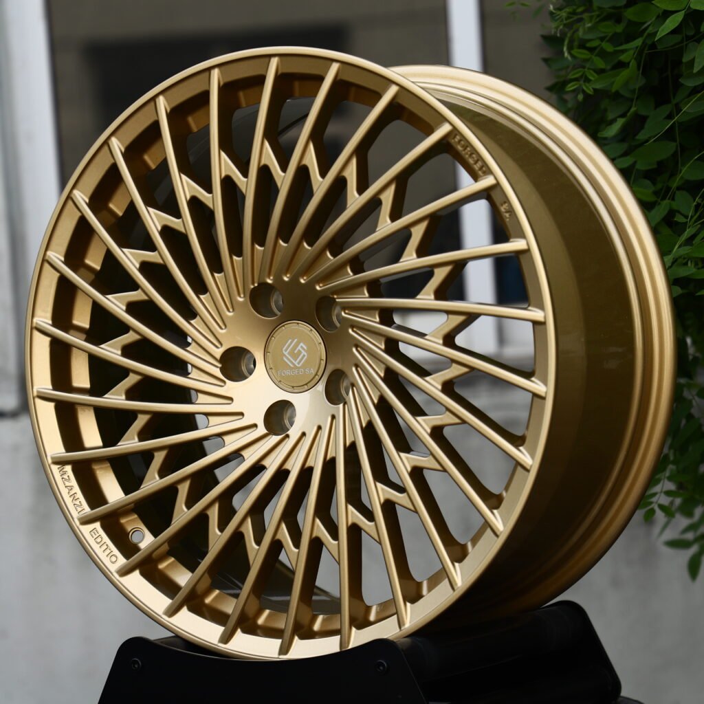 MZANZI EDITION Matte Gold Fine Multi-Spoke Forged Wheels – Mercedes-Benz S-Class Maybach Fitment (19-22in, 5x112) view 2