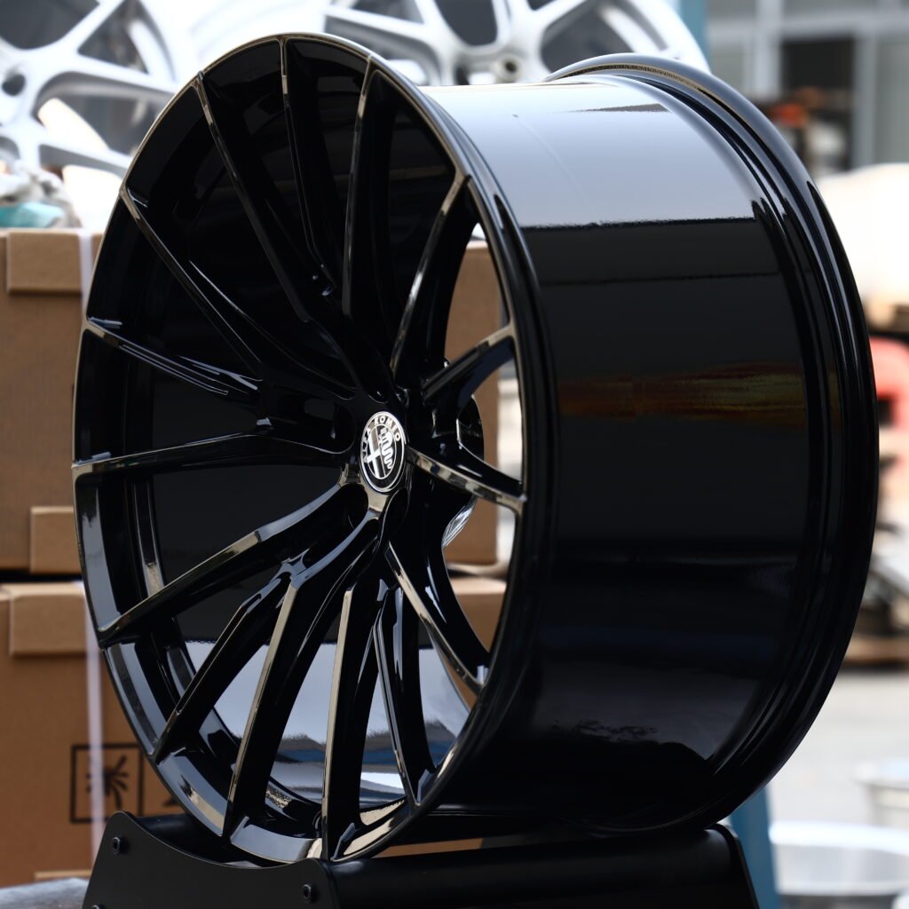 Alfa Romeo Gloss Black 15-Spoke Forged Wheels – Alfa Romeo Giulia Quadrifoglio Luna Rossa Fitment (19-22in, 5x110) view 3