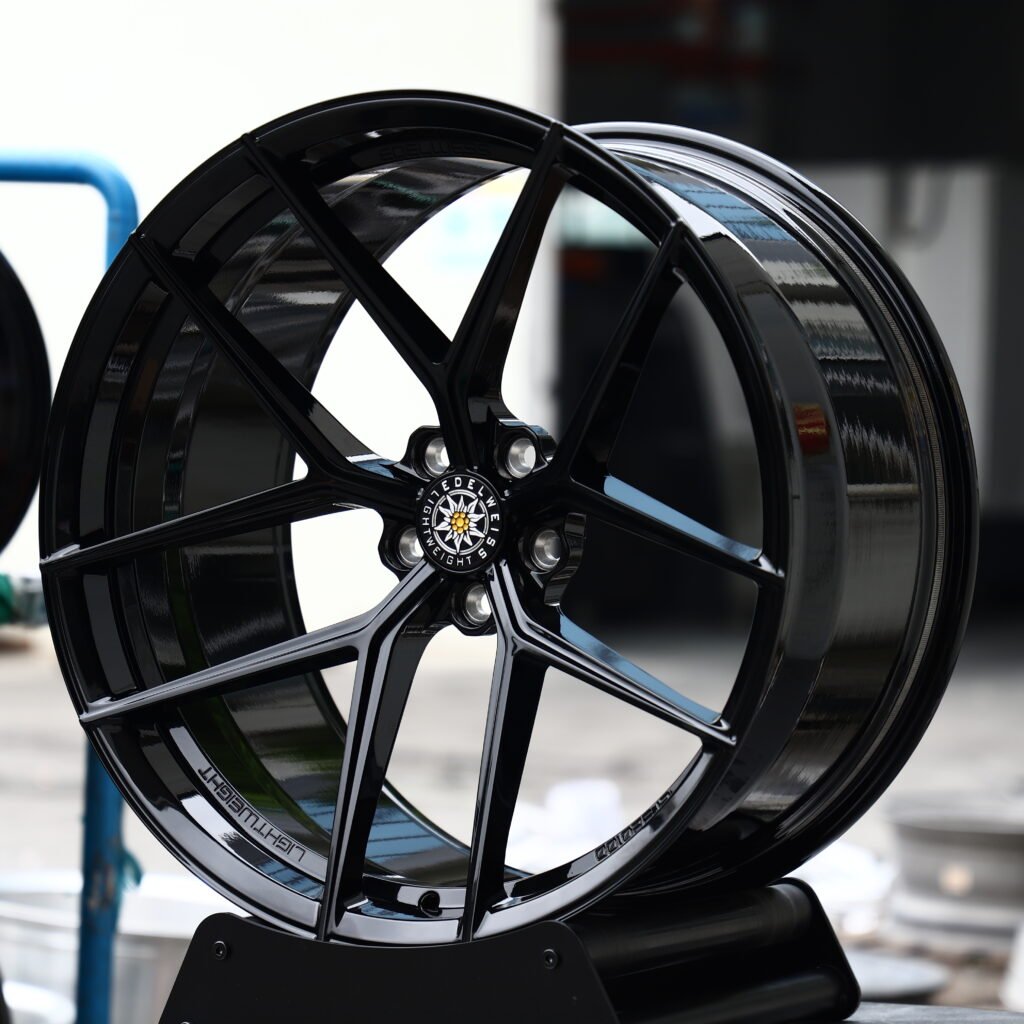 EDELWEISS LT3 Gloss Black 5-Spoke Y-Design Forged Wheels – Honda Civic Type R Fitment (18-20in, 5x120) view 2