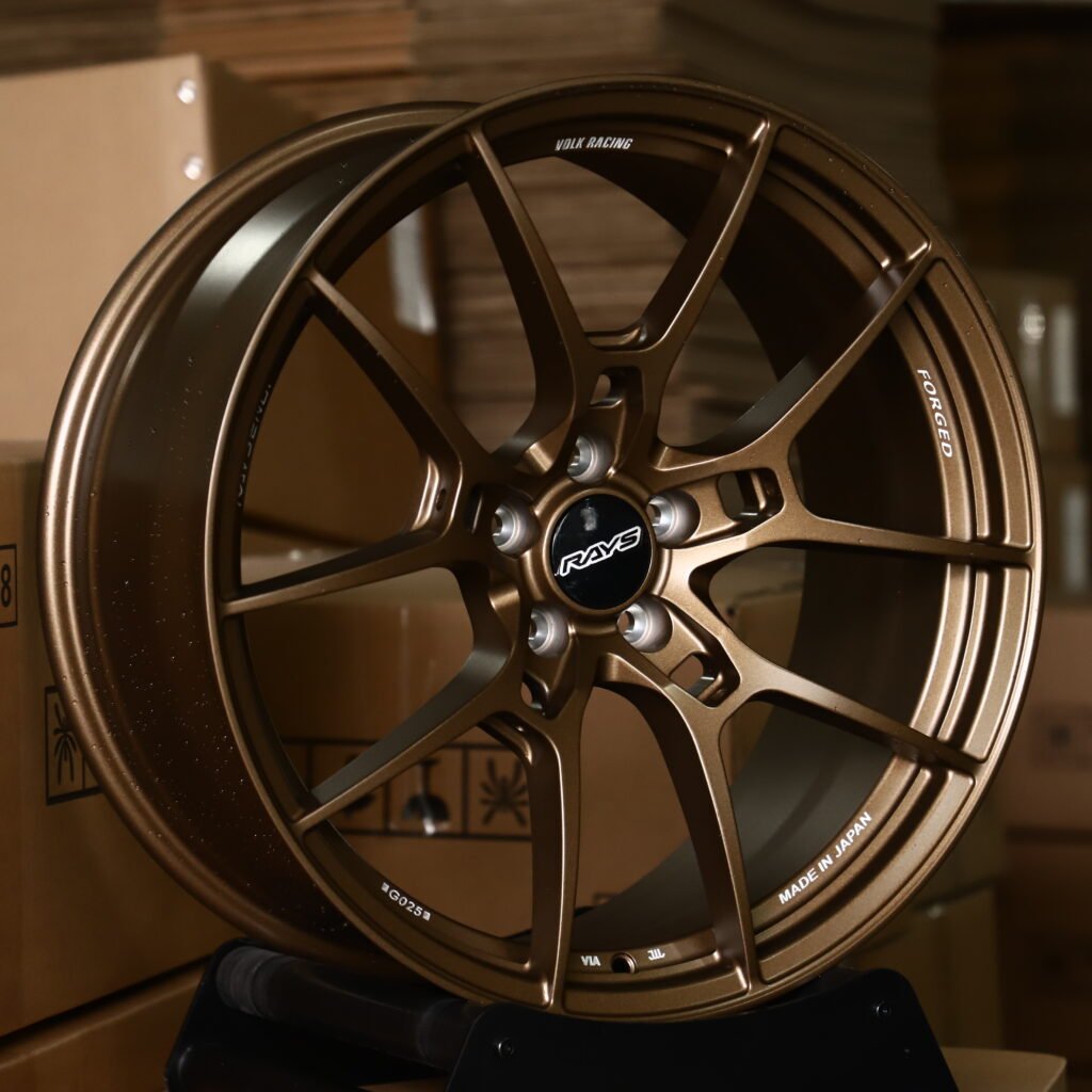 RAYS VOLK RACING G025 Matte Copper 5-Spoke Y-Design Forged Wheels – Toyota GR Supra MkV Final Edition Fitment (18-20in, 5x112) view 2