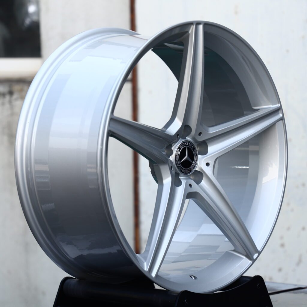 Brushed Silver 5-Spoke Forged Wheels – Mercedes-Benz S-Class Maybach Fitment (19-22in, 5x112) – Design 2 view 3