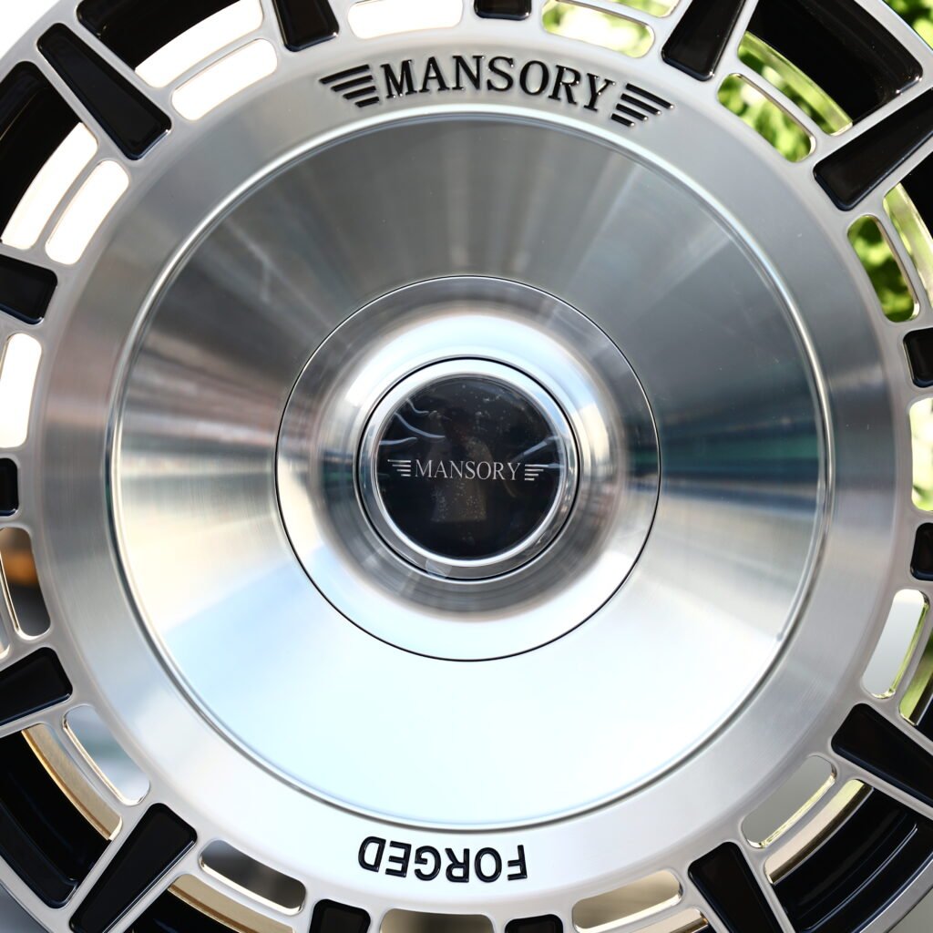 MANSORY Brushed Silver with Black Bolt Holes Mesh Multi-Spoke Forged Wheels – Mansory Porsche Panamera Fitment (20-22in, 5x130) view 4