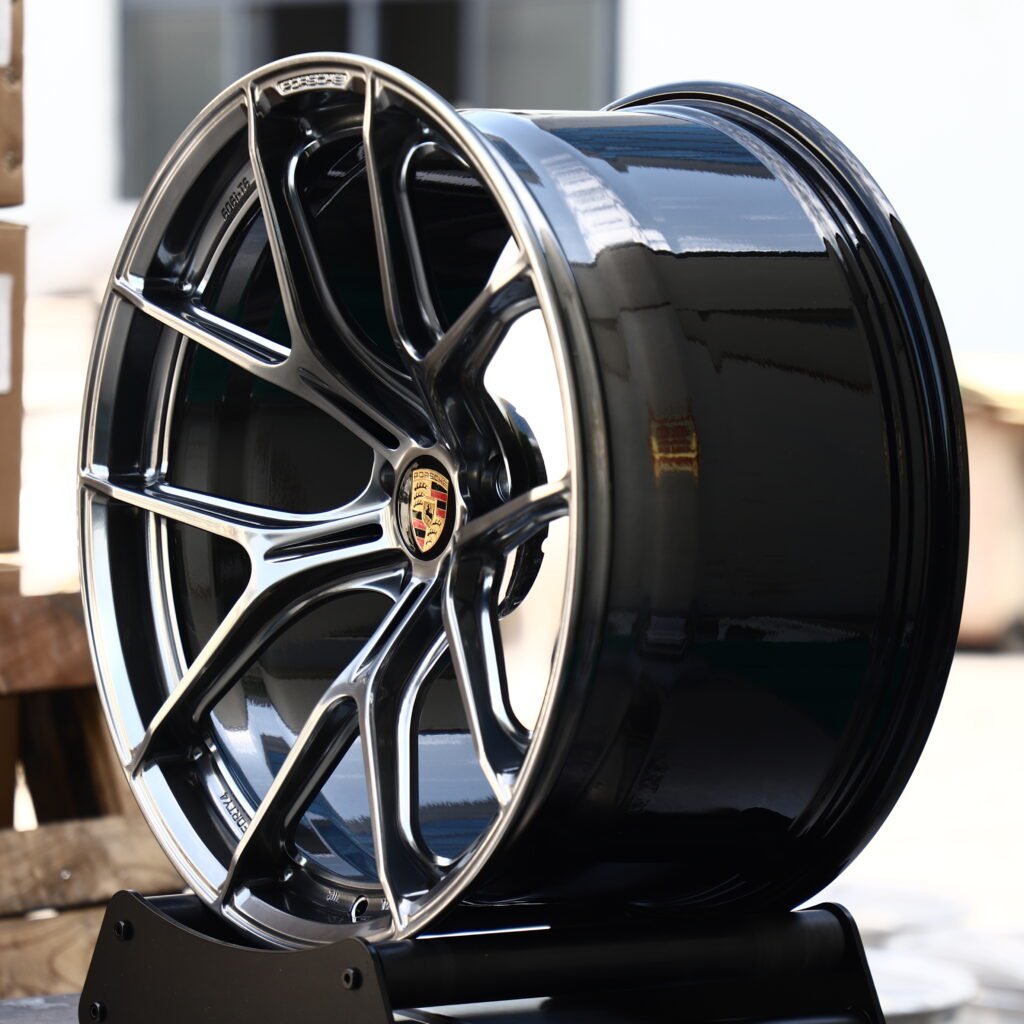 Porsche AURA252 Metallic Gray 5-Spoke Y-Design Forged Wheels – Porsche 911 Turbo S Fitment (19-21in, 5x130) view 3