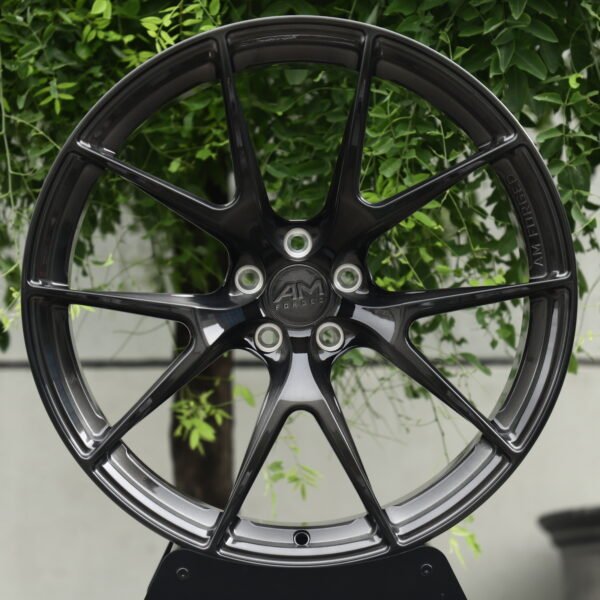 BMW M3 CS Handschalter wheels – AM FORGED Brushed Transparent Gray 10-Spoke Y-Design, front view