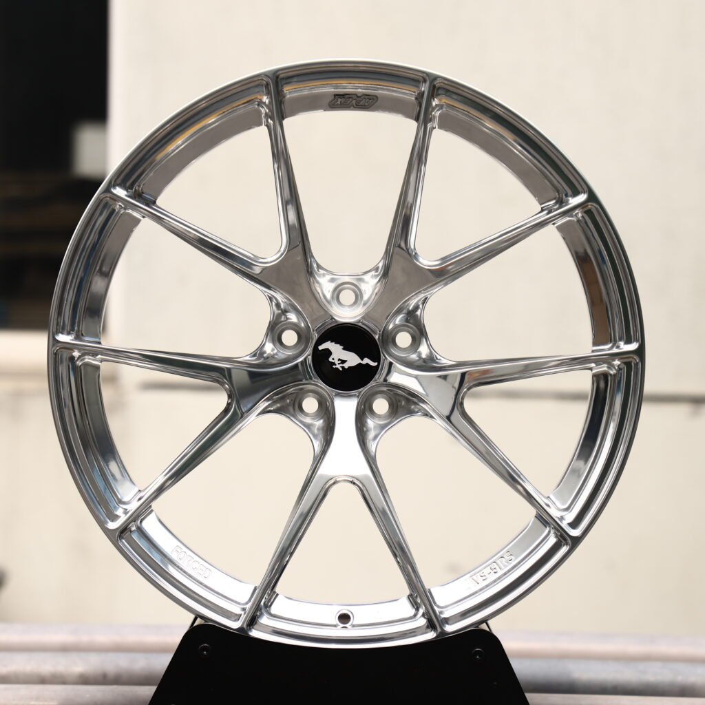 APEX VS 5RS Full Polished Chrome Silver 5-Spoke Y-Design Forged Wheels – Ford Mustang GTD Liquid Carbon Fitment (19-20in, 5×114.3) Реплика кованых дисков