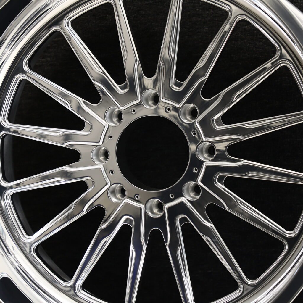 Baredown Forged Polished Spike Multi-Spoke Wheels – Ford F-250/F-350 Super Duty, 8x170 bolt pattern, side view