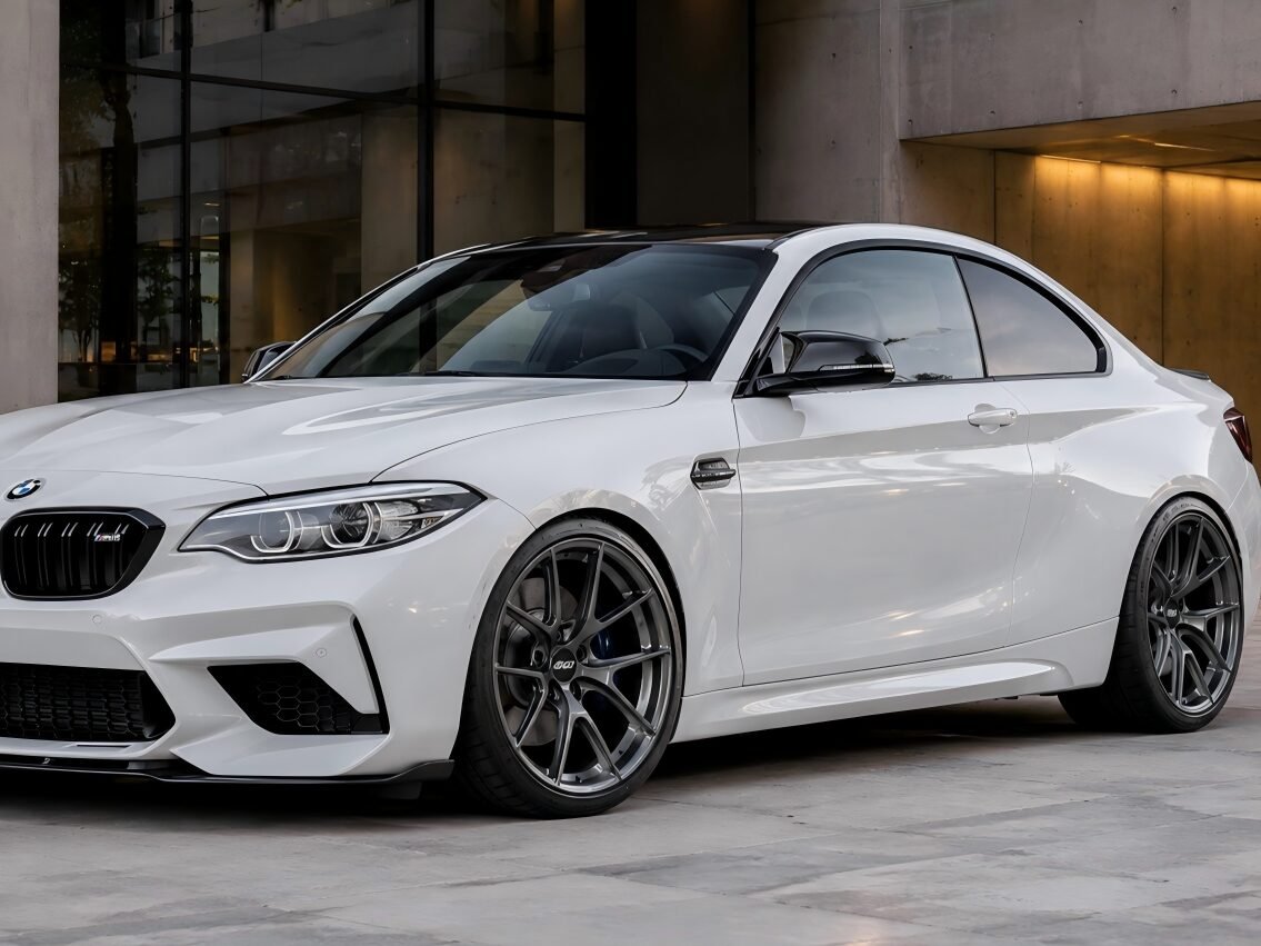 BMW M2 fitted with satin gunmetal Apex Monoblock forged wheels