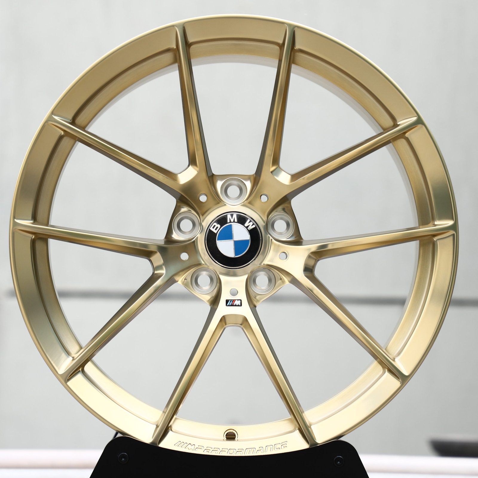 BMW Style 763M Brushed Clear Gold 5-Spoke Y-Design Forged Wheels – BMW M340i xDrive Sedan, front view