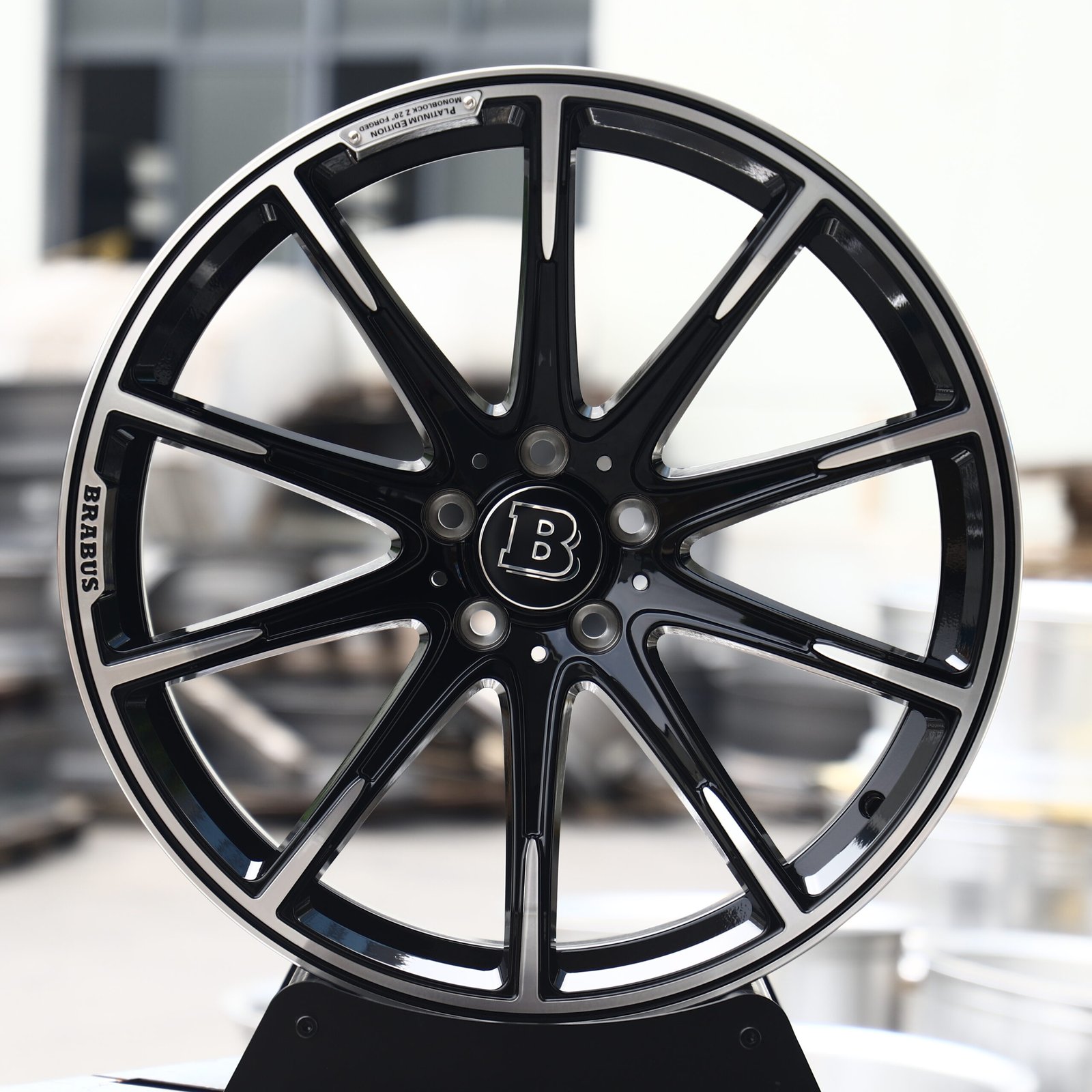 Brabus-Style Monoblock Z Gloss Black Multi-Spoke Forged Wheels – Mercedes-Benz G-Class W463 / C-Class W206, front view