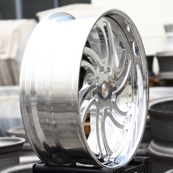 Chevrolet Silverado 2500HD wheels – CX Custom Forged Polished Swirl, front view