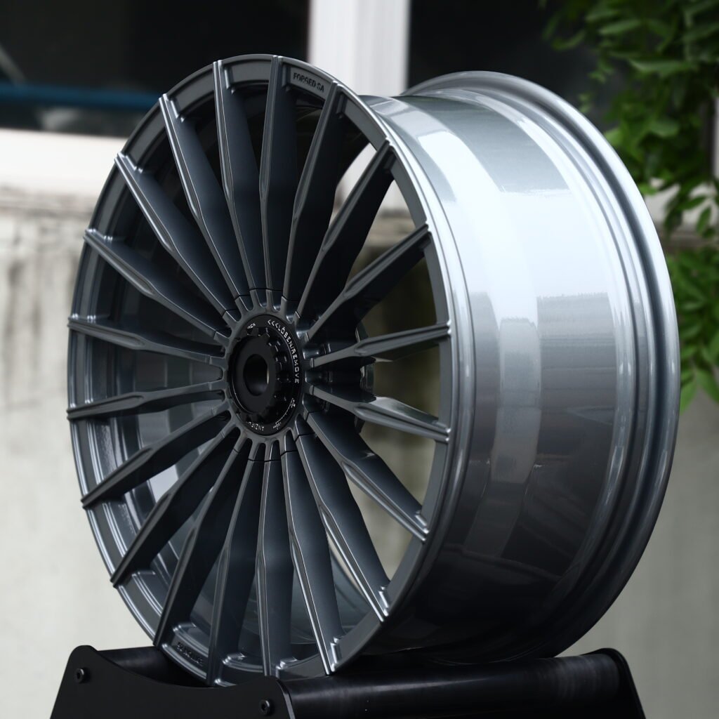 5x130 wheels – Matte Gunmetal 20-Spoke (Edition 26-Style), side view