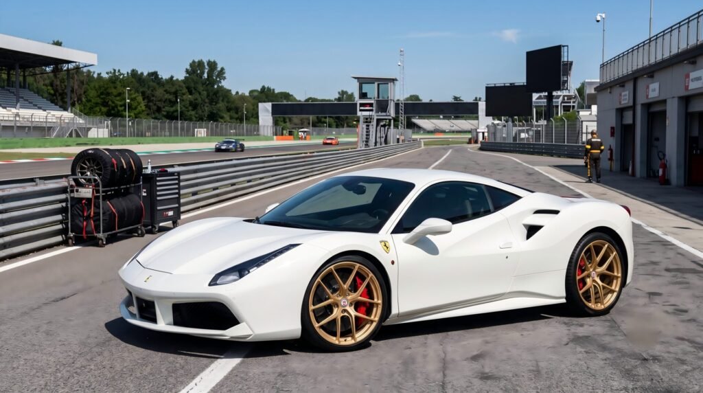 Ferrari 488 fitted with gold-bronze HRE-style track spec forged wheels