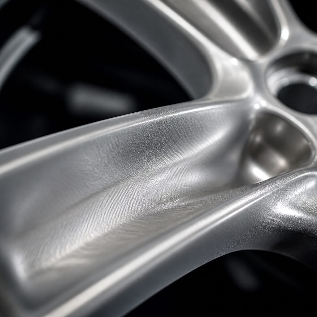 Macro shot of forged aluminum wheel grain structure