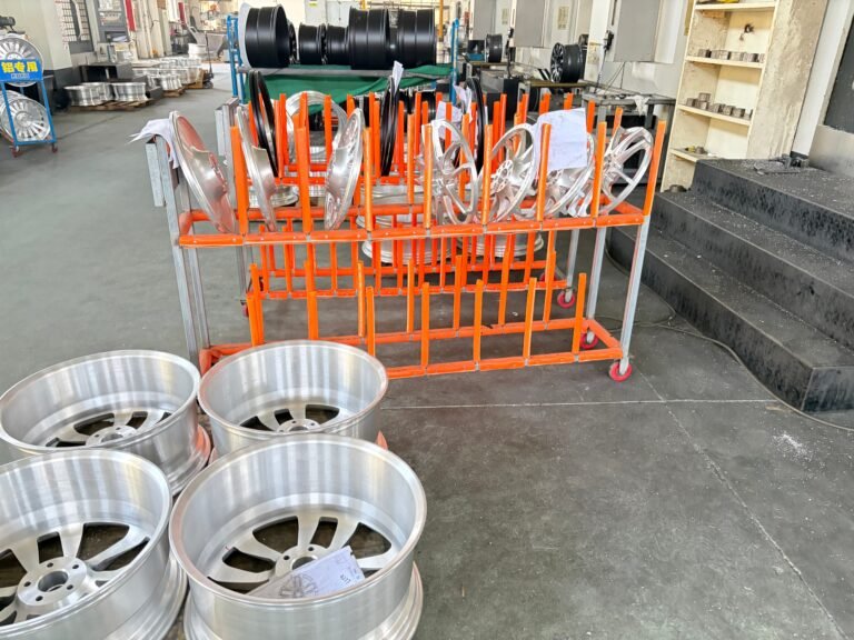 Rows of forged wheels awaiting the next production step at ANKUSI