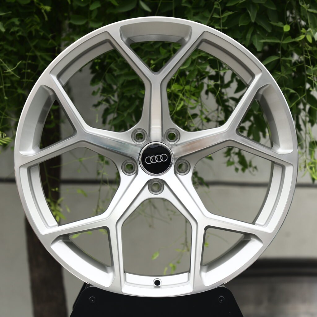 Full Polished Silver 5-Spoke Y-Design Forged Wheels – Audi RS5 Sedan Fitment (20-21in, 5×112) Монолитные кованые диски (Monoblock)
