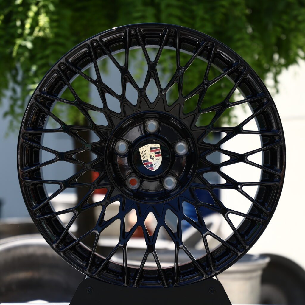 Gloss Black Mesh Multi-Spoke Forged Wheels – Porsche 911 Turbo S Fitment (20in, 5×130) Монолитные кованые диски (Monoblock)