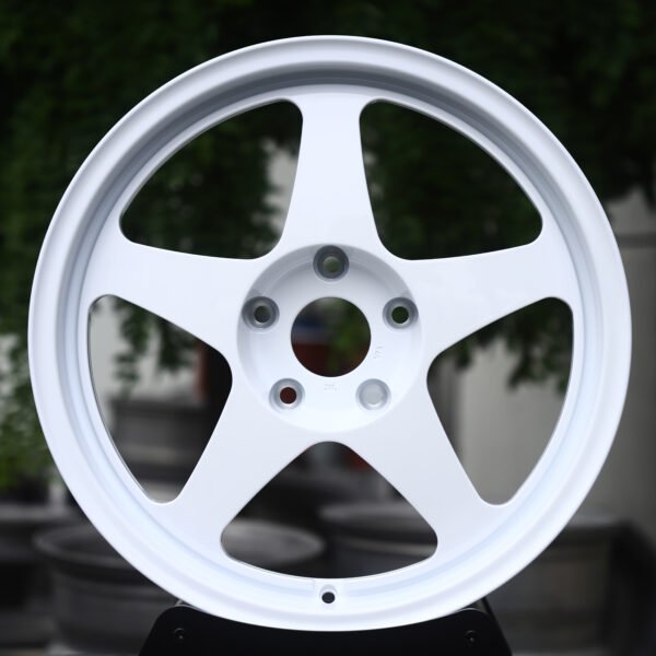 Porsche 911 Turbo S wheels – Gloss White 5-Spoke, front view