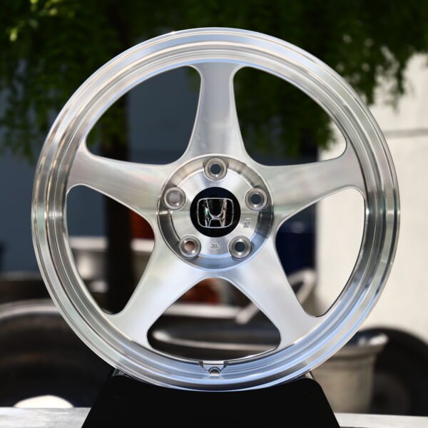 Honda NSX Tribute by Italdesign wheels – Honda Full Polished Silver 5-Spoke, front view