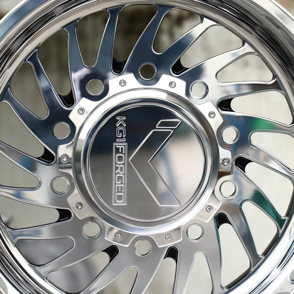 KG Forged-Style KG1 Forged Polished Multi-Spoke Forged Wheels – Ford F-250 / Ford F-350 Super Duty, 8x170 bolt pattern, side view