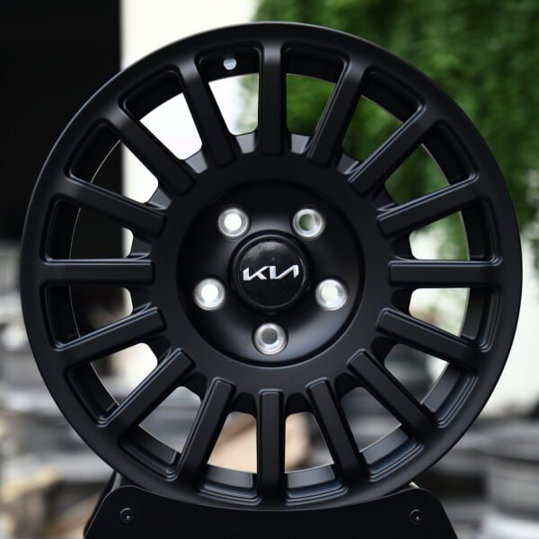 Kia K5 wheels – KIA Matte Black 15-Spoke, front view