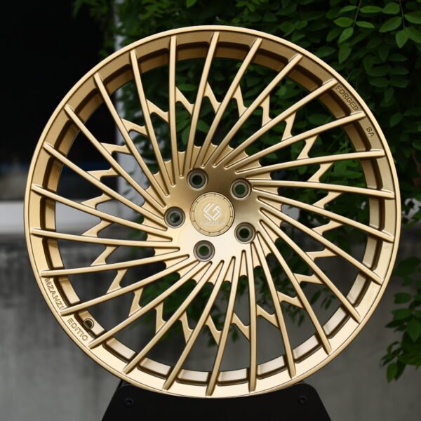 Mercedes-Benz S-Class Maybach wheels – MZANZI EDITION Matte Gold Fine Multi-Spoke, front view