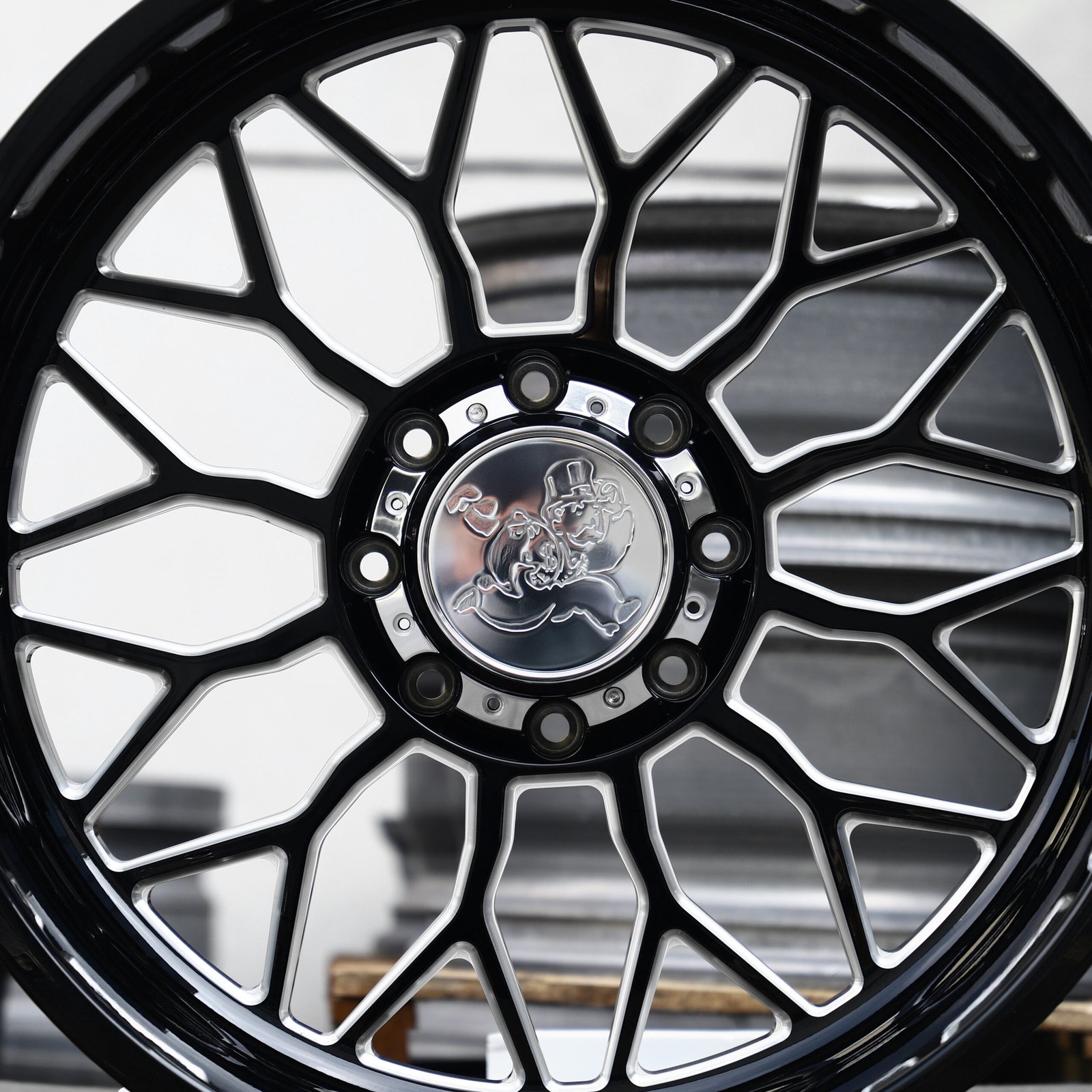 Only Money Gloss Black Milled Forged Wheels – GMC Sierra 2500HD, front view