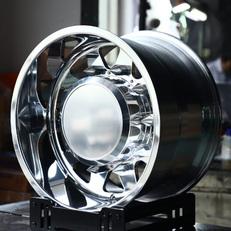 Chevrolet Silverado 3500HD Dually wheels – Polished Deep-Dish Dually, front view