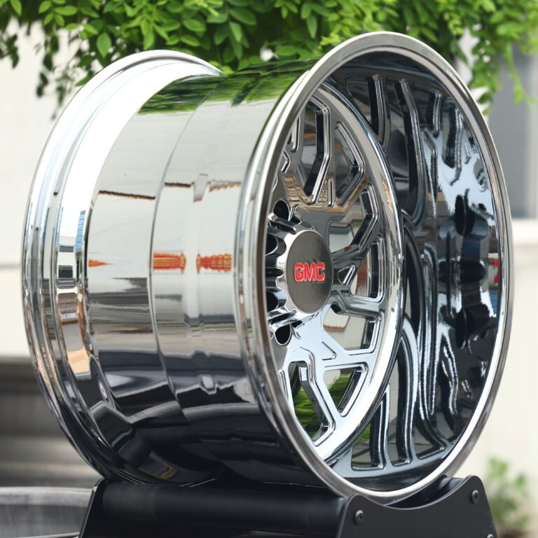 GMC Sierra 3500HD wheels – Polished Mesh Cutout, front view