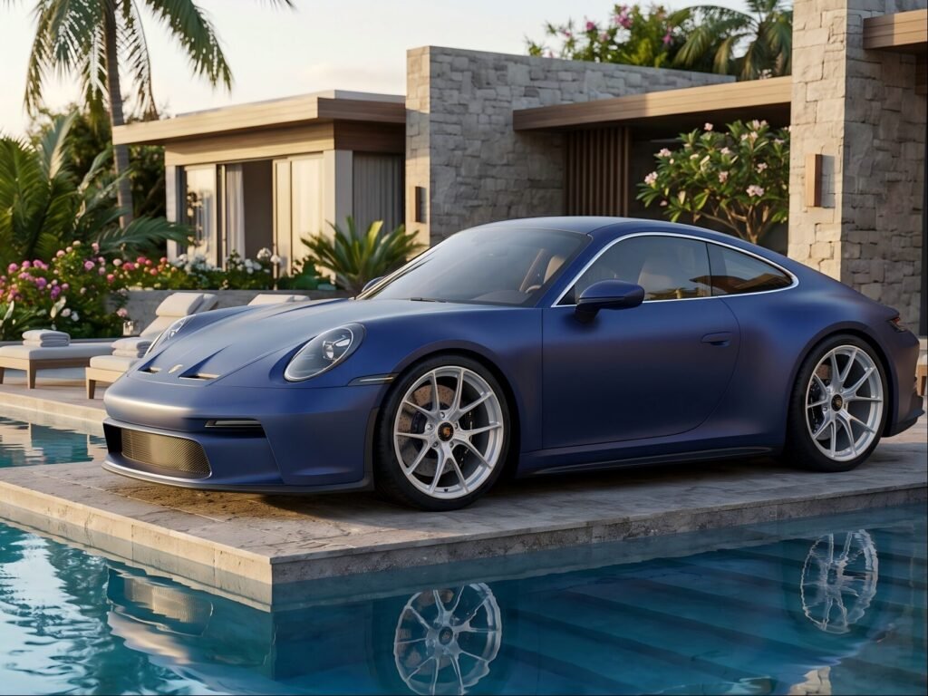 Porsche 911 fitted with brushed finish staggered forged wheels