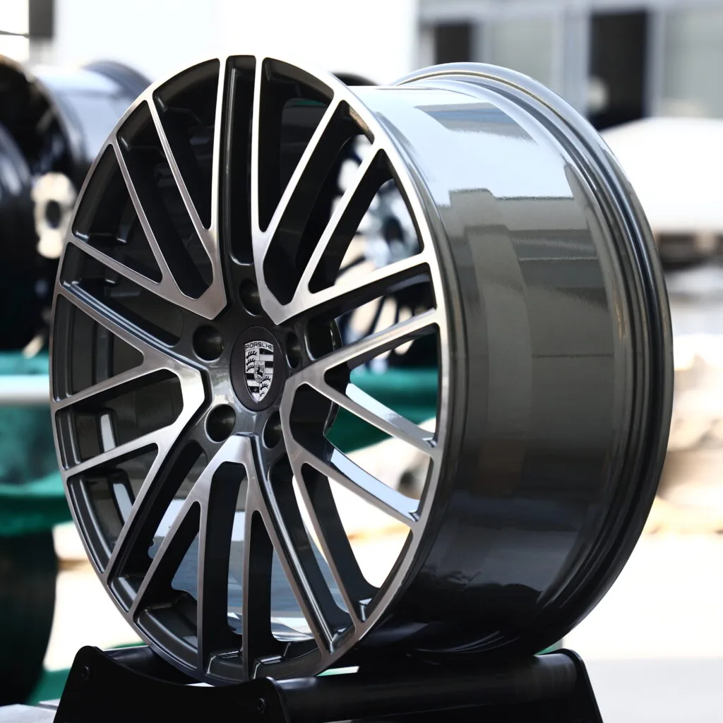 Porsche Machined Face 10-Spoke Y-Design Forged Wheels – Porsche 911 Turbo S, 5x130 bolt pattern, side view