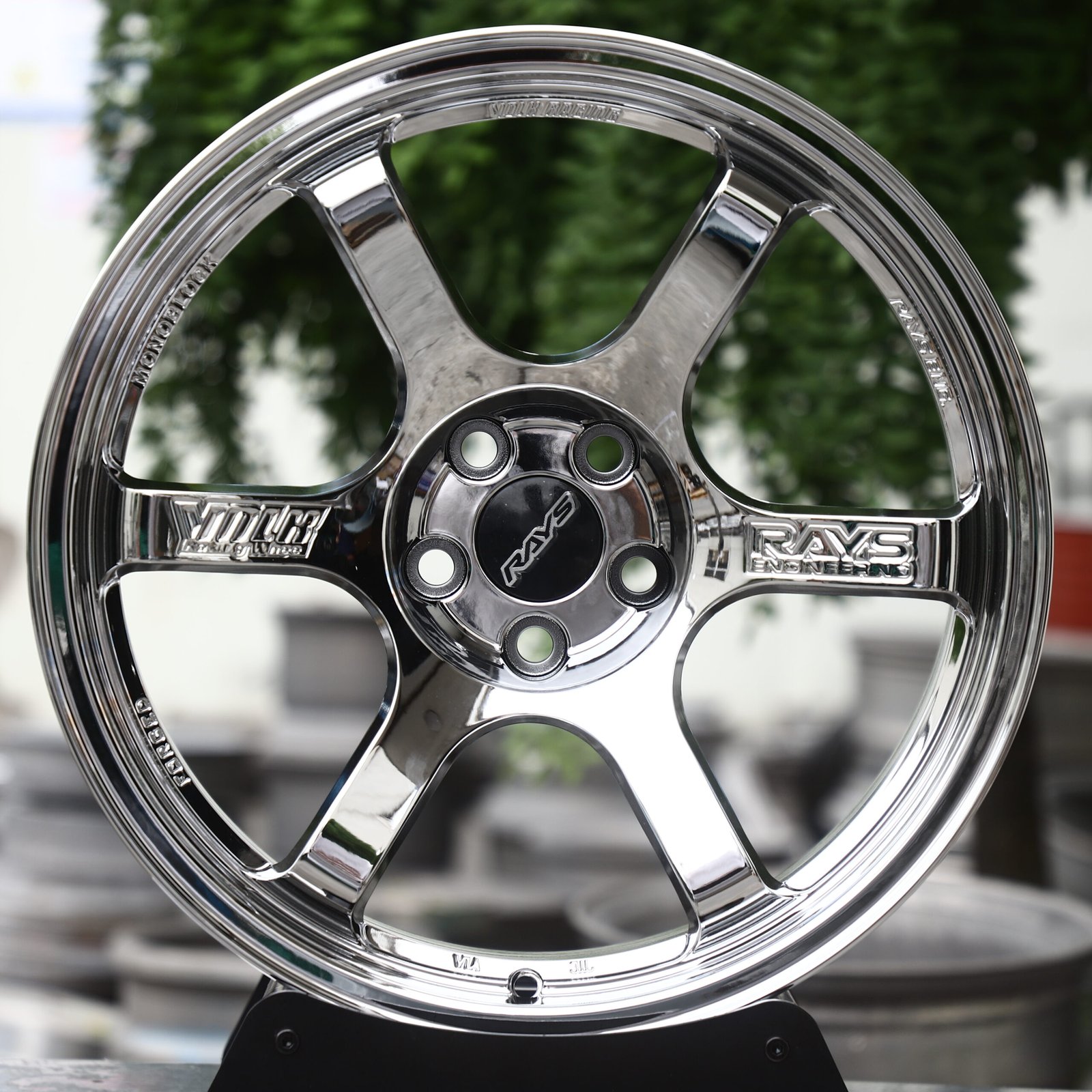 RAYS VOLK RACING TE37-Style Chrome Silver 6-Spoke Forged Wheels – Toyota GR Supra MkV Final Edition, front view