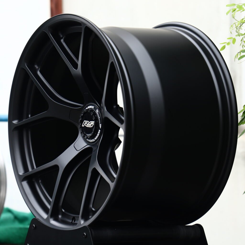 5x120 wheels – RS Matte Black 5-Spoke Y-Design (Porsche OEM-Style), side view