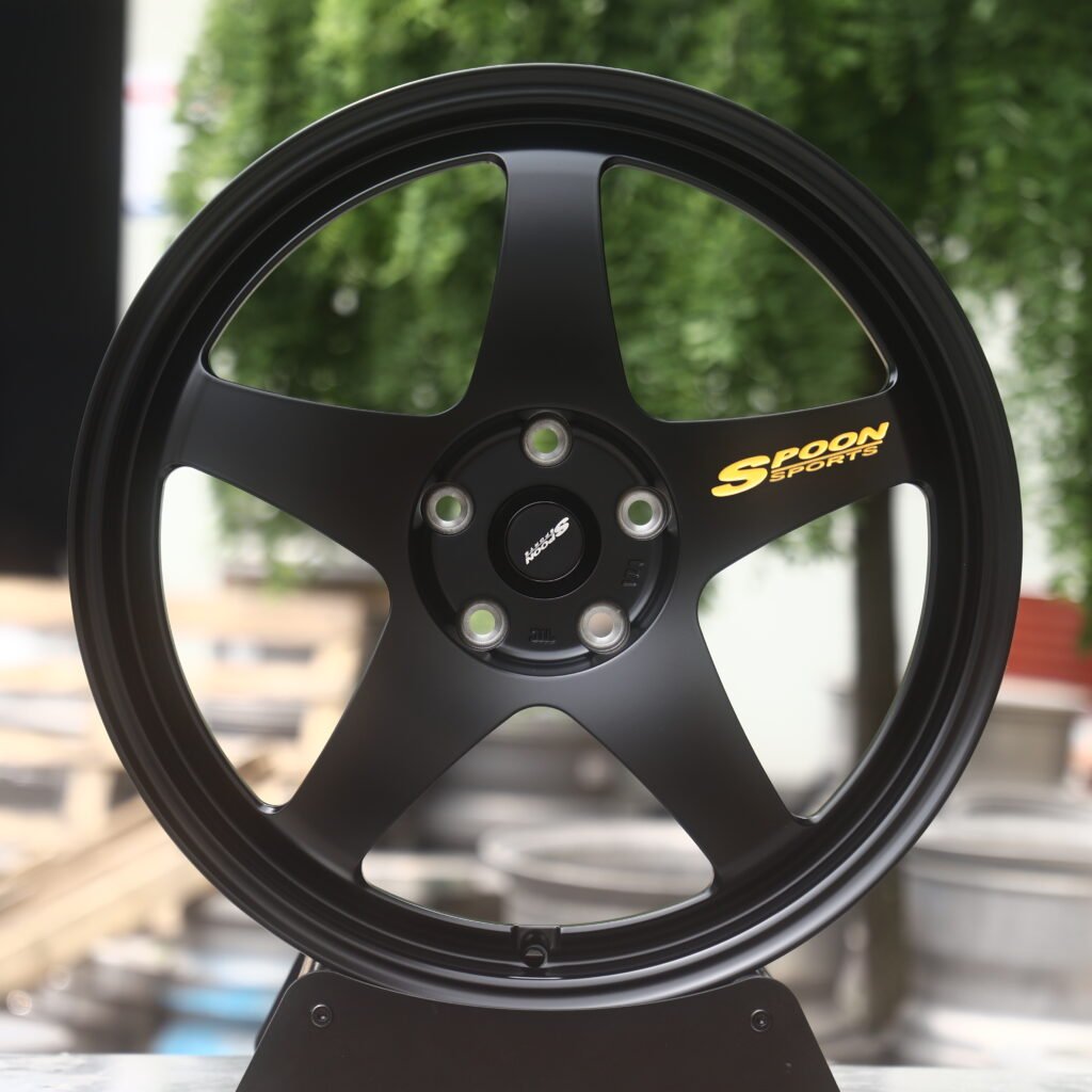 SPOON SPORTS Matte Black 5-Spoke Forged Wheels – Honda Civic Type R Fitment (18-21in, 5×120) Монолитные кованые диски (Monoblock)